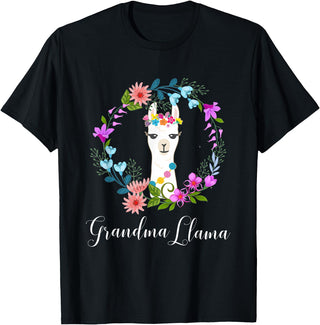 ALPACA FANS, LAMA LOVERS DESIGNS Cute Grandma Llama for Alpaca Fans T-Shirt - Black