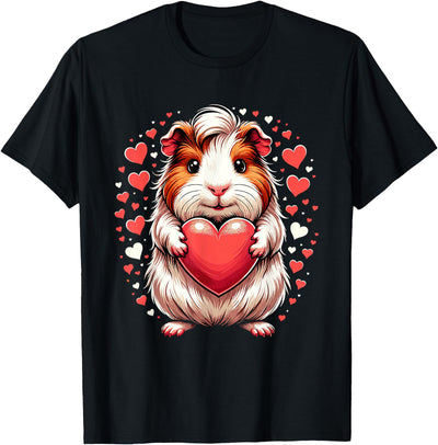Guinea Pig Holding Heart Valentine's Day Cute Valentine T-Shirt