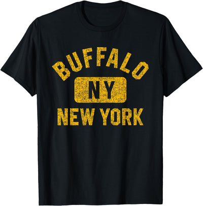 Cow Buffalo Ny Buffalo New York Gym Distressed Amber T-Shirt
