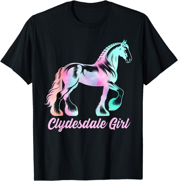 Clydesdale Horse by AKH Clydesdale Horse Girl, Womens Equestrian Clydesdale Horse T-Shirt - Black