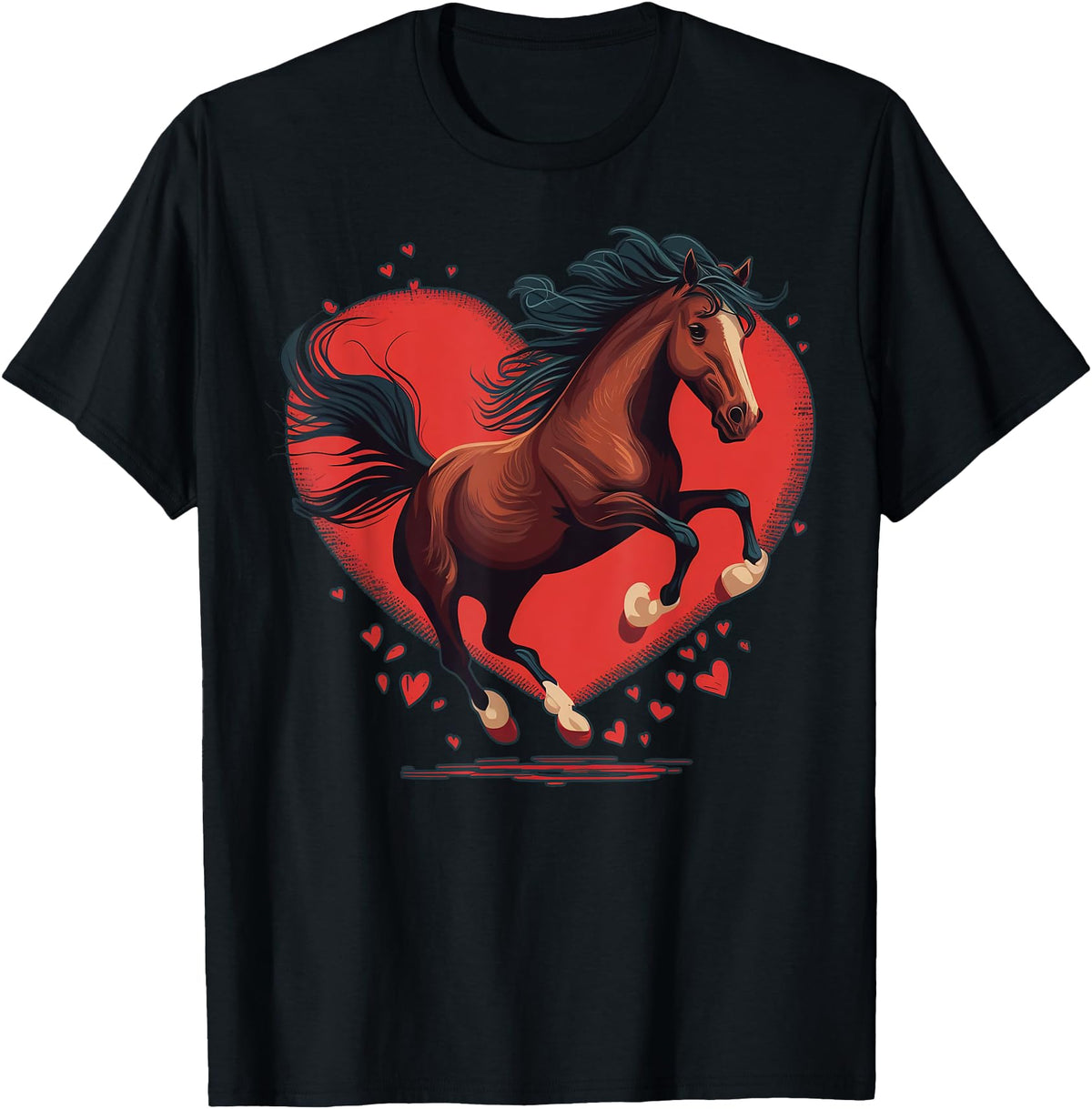 Horse lover on Horse kids, women, men apparel Horse Love Heart for Valentines Day on Horse Lover T-Shirt - As Pictured