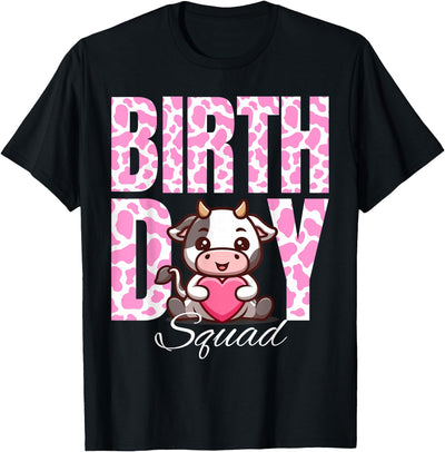 Farm Animals Pink Cow Birthday Squad Party Family Cow Farm T-Shirt
