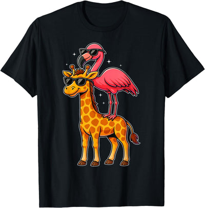 Funny Flamingo and Giraffe Cool Animals Friends T-Shirt