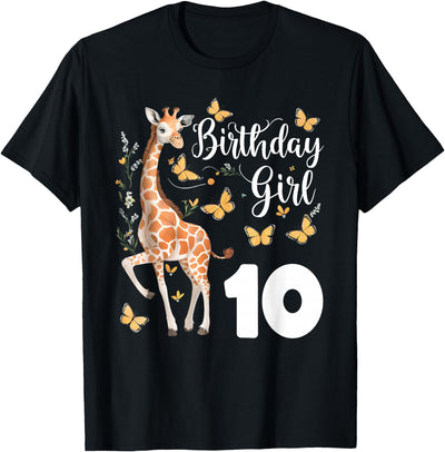 Giraffe 10th Birthday Girl 10 Years Old Giraffe Lover T-Shirt