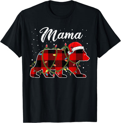 Mama Bear Red Buffalo Plaid Mom Bear Pajama T-Shirt