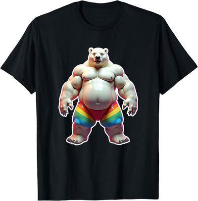 "I Love Bears" Fun Gay Pride Vintage Rainbow T-Shirt