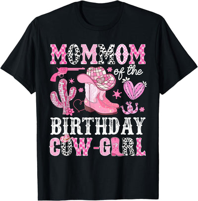 Pink Western Cowgirl Bday Party Family Matching Mommom T-Shirt