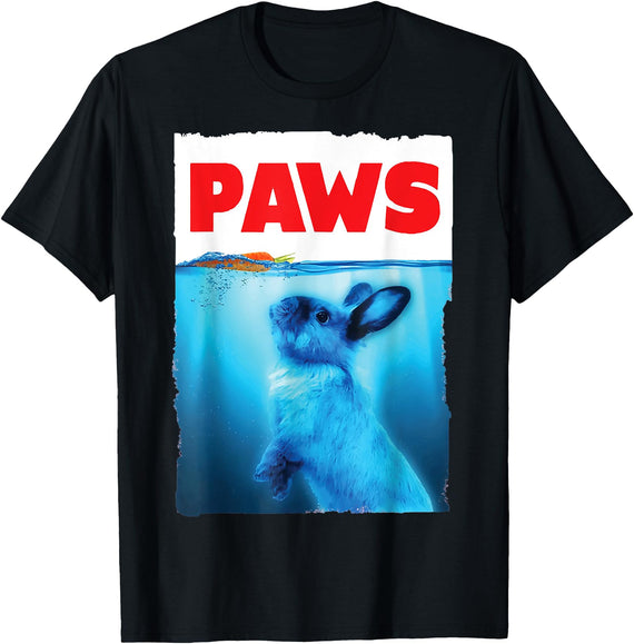 Paws Rabbit Bunny and Carrot Top, Cute Funny Rabbit Lover T-Shirt in Black