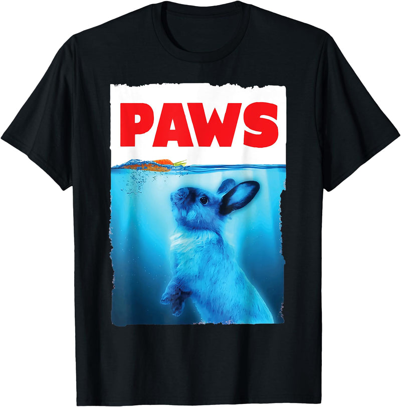 Paws Rabbit Bunny and Carrot Top, Cute Funny Rabbit Lover T-Shirt in Black
