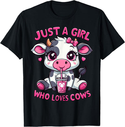 Cute Cow Lover Cow Just a Girl Who Loves Cows T-Shirt