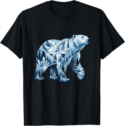 Arctic Polar Bear Forest Waterfall Landscape T-Shirt