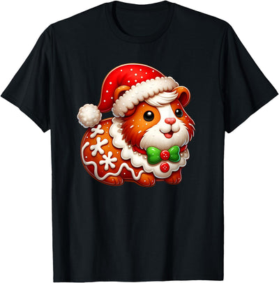 Funny Gingerbread Man Guinea Pig Christmas Womens Mens Kids T-Shirt