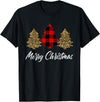 Merry Christmas Plaid Apparels Co. Merry Christmas, Leopard buffalo plaid Christmas tree Xmas T-Shirt - Black