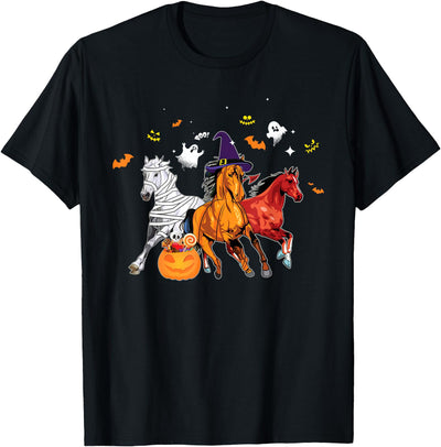 Halloween Horse Lover Gifts Horse Mummy Witch Halloween Horror Gift For Horse Lover T-Shirt