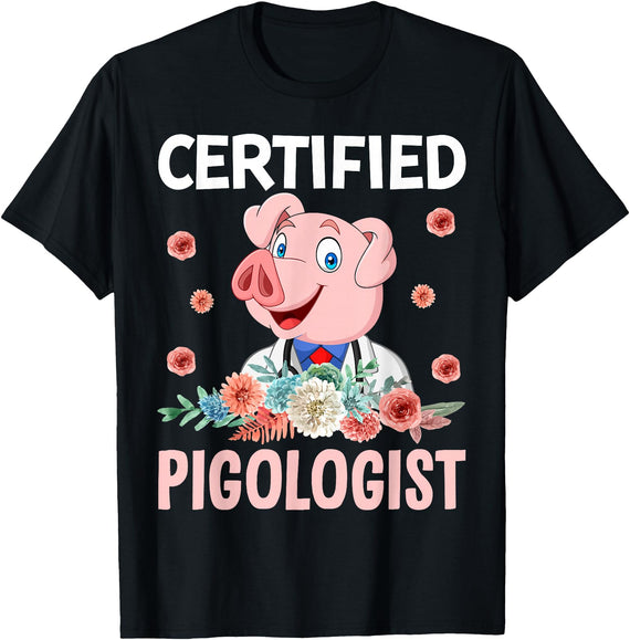 Funny Pig Farm Piggy Farmer Farming Gifts DAIMMER Certified Pigologist T-Shirt - Black