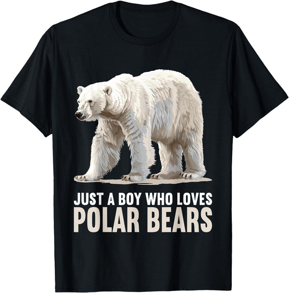 Polar Bears Polar Bear Lovers Shop Just a Boy who loves Polar Bears Polar Bear T-Shirt - Black