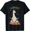 Funny Llama Yoga T-Shirt Llama Llamaste T-Shirt - Black