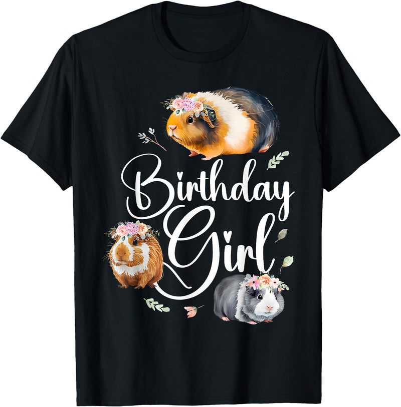 Cute Guinea Pig Lover HD0 Guinea Pig Birthday Girl T-Shirt - Black