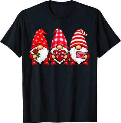 Cow Three Gnome Family Gnomes Love Valentine's Day Buffalo T-Shirt