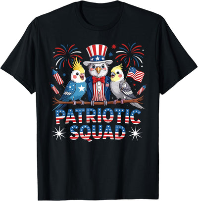 Cockatiel Parakeet Bird 4th Of July Bird Lover Patriotic Cockatiel Parakeet Bird Birdwatching 4th of July T-Shirt