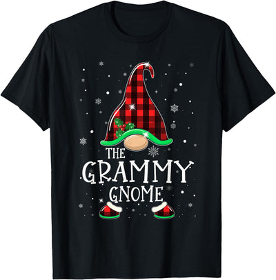 Funny Grammy Gnome Buffalo Plaid Matching Christmas Pajama T-Shirt