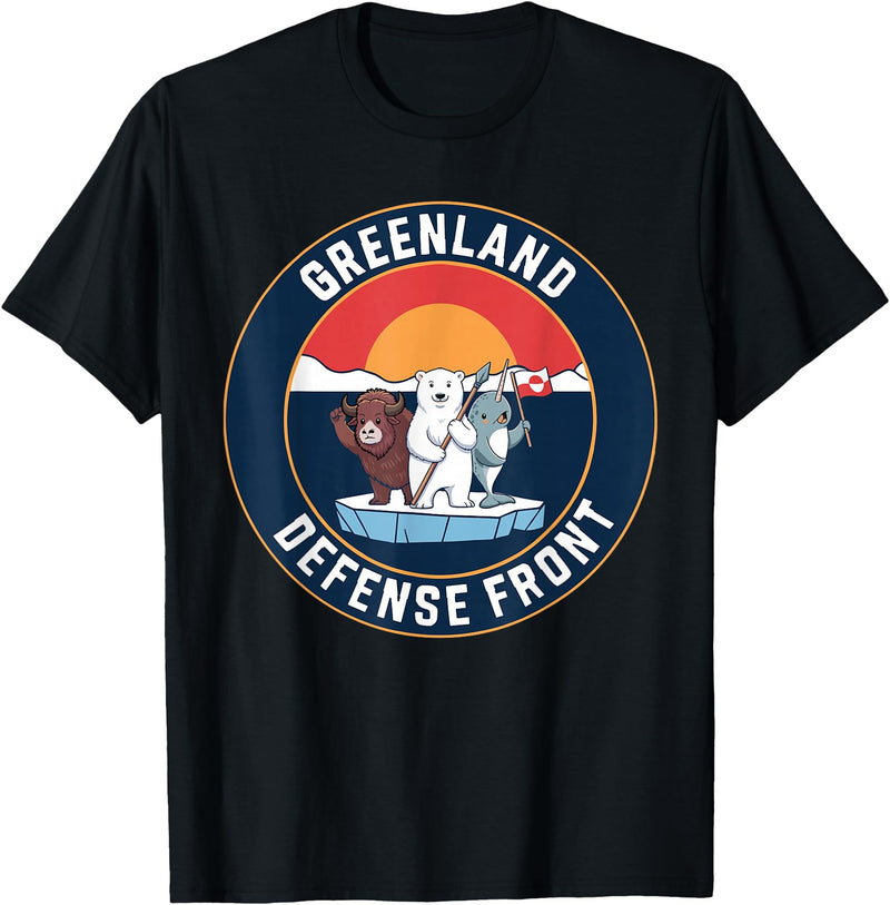 Greenland Defense Front Polar Bear tee Greenland Guard Polar Bear Spear Arctic Emblem T-Shirt - Black
