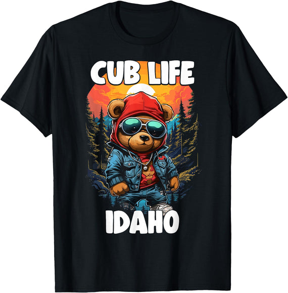 Funny Bear Aesthetic Merch Nature Artwork Idaho Grizzly Brown Bear Cub Tshirt For Kids Women T-Shirt - Black