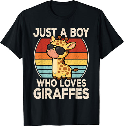 Just A Boy Who Loves Giraffes Retro Giraffe Boys Kids T-Shirt