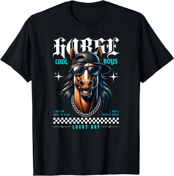 United Labels Horse - Lucky Days Streetwear Cool T-Shirt - Black