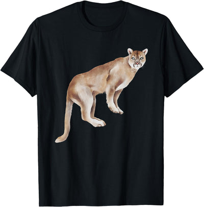 Watercolour Mountain Lion Animal Art Nature Wildlife Art T-Shirt