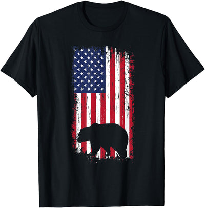 Bear Hunting American USA Flag gift for Women Men T-Shirt