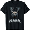 Bear With Antlers Drinker Party Deer Beer Beer Bear Deer Grizzly Bear With Antlers Beer T-Shirt - Black