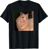 Hamster Meme Peace Sign Funny Pet Owner Trendy T-Shirt - Black