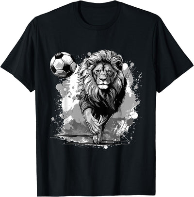 Lion Playing Soccer Sports Team Animal T-Shirt