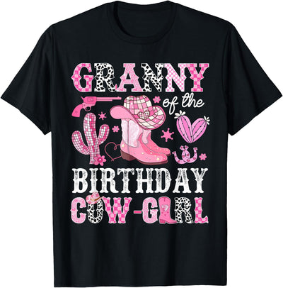 Pink Western Cowgirl Bday Party Family Matching Granny T-Shirt