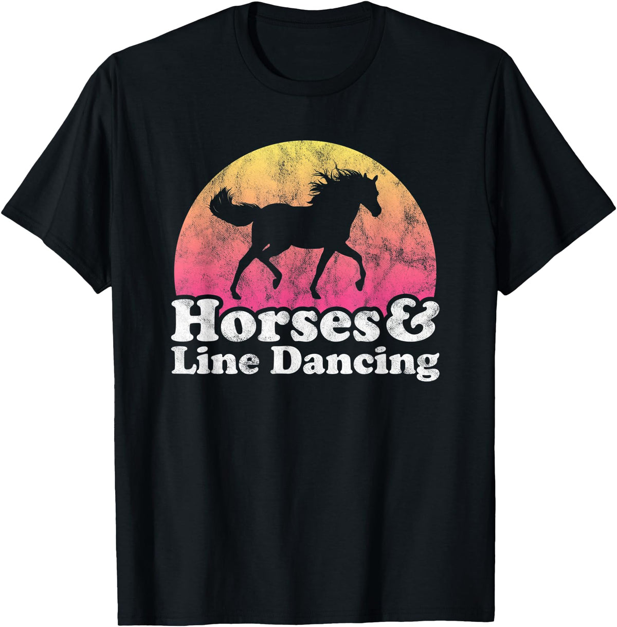 Horses and Line Dancing Apparel Co Horse and Line Dancing Women or Girls Horses T-Shirt - Black