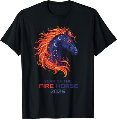 Year of the Firehorse 2026 Fiery Mane Celestial Year of The Fire Horse 2026 Chinese Lunar New Year Zodiac T-Shirt