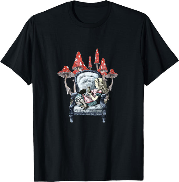 Alice in Wonderland - Alice Mushroom Rabbit T-Shirt in Black