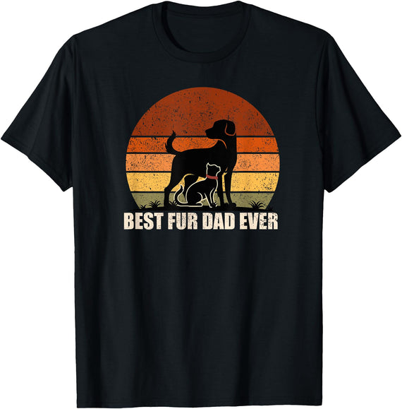 Funny Cat Owner And Dog Lover For Father's Day Funny Vintage Retro Best Fur Dad Ever for Dog And Cat Owner Men Women Kids