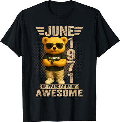 55 Year Old June 1971 Teddy Bear 55th Birthday Men Women T-Shirt