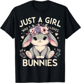 Just a Girl Who Loves Bunnies T-Shirt in Black