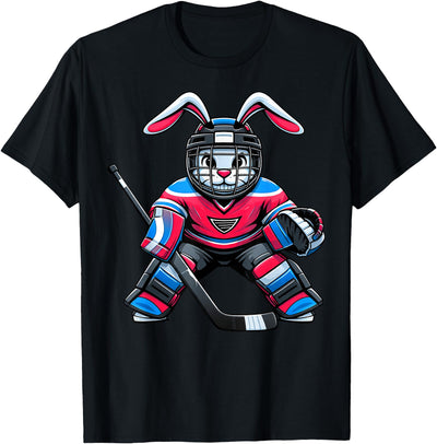 Rabbit Mascot Hockey Player T-Shirt
