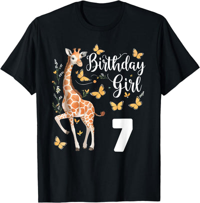 Giraffe 7th Birthday Girl 7 Years Old Giraffe Lover T-Shirt