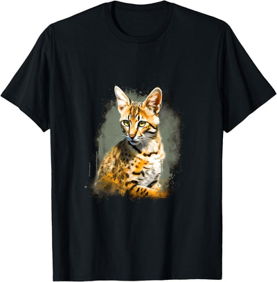 Savanna Cat Mom Dad Cats Breeder Pet Lovers Savanna Cat Lover Kitten Savanna Cats Owner Watercolor T-Shirt for Men Women Kids
