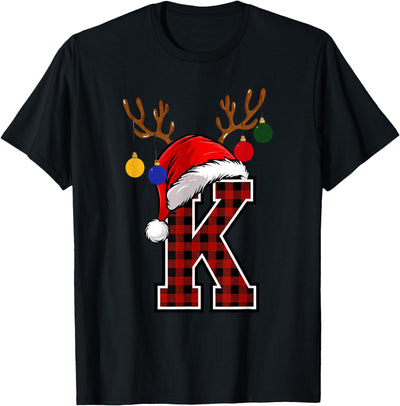Cow Letter Name Initial Buffalo Plaid Alphabet Monogram 2 T-Shirt