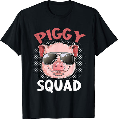 Piggy Squad Funny Cool Pigs Lover Pink Animal T-Shirt