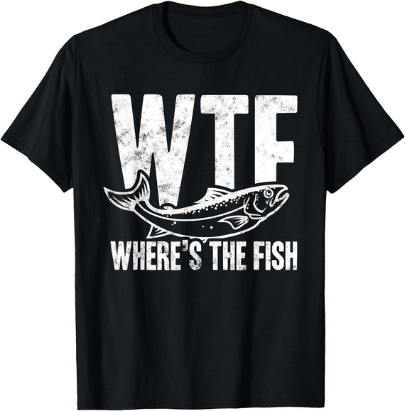 Fishing Lover Apparels Co. Where's the Fish Funny Fishing T-Shirt - Black