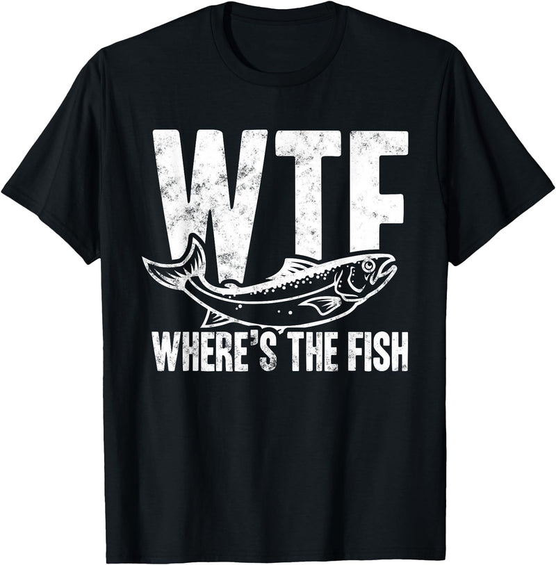 Fishing Lover Apparels Co. Where's the Fish Funny Fishing T-Shirt - Black
