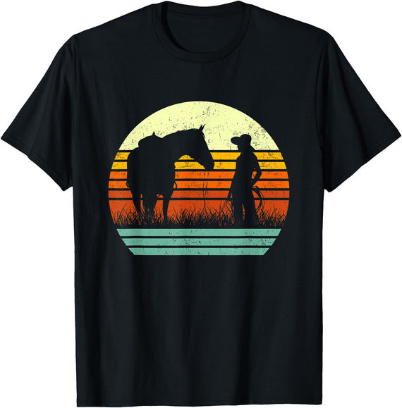 I Love My Horses Equestrian Horseback Riding Retro Horse Lover Tee for women & Girl I Love My Horses T-Shirt - Black