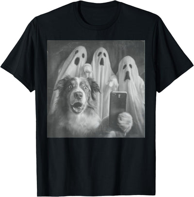 Spooky Aussie Moments Australian Shepherd Selfie Funny Ghost Halloween T-Shirt